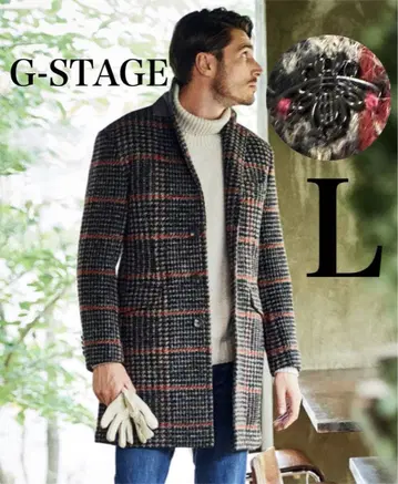 G-STAGE [ 새상품급 ] 고연식 근년 벌 비 이탈리아제 체크 코트