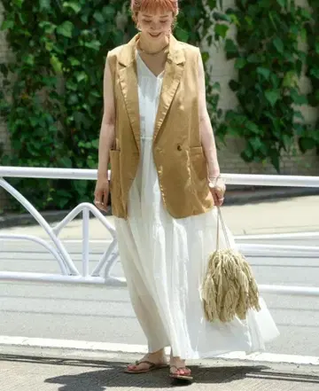 새상품급 B.C STOCK 2WAY 티어드 원피스 베이스트 화이트