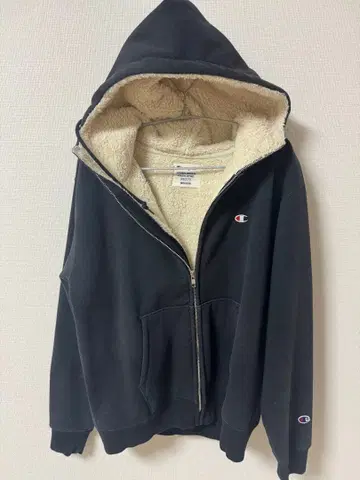 Champion 지퍼 후드티 블랙 보아 안감 원단 남성용 M