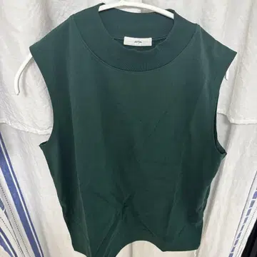 ATON 그린 슬리브리스 T셔츠 드라이 코튼 저지