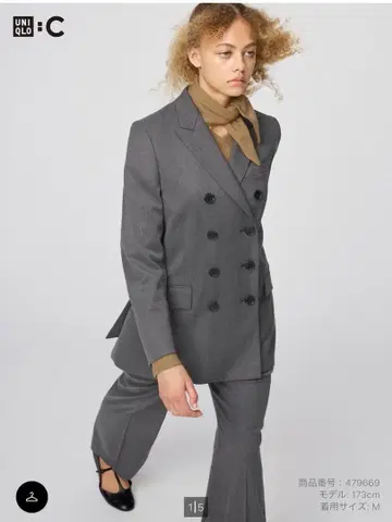 UNIQLO:C 더블 테일러드 자켓 그레이 S