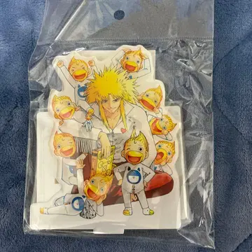 골드 컬러의 갓슈 전 라이쿠 마코토 원화전 아크릴 스탠드 칸쵸메 포르골레