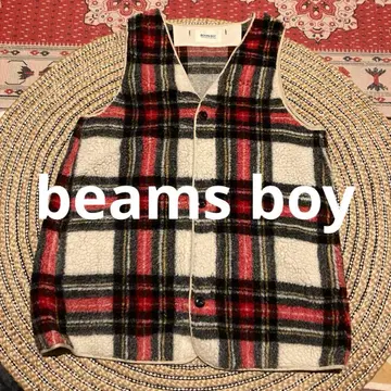 BEAMS BOY 보아 자켓 베스트 체크 무늬