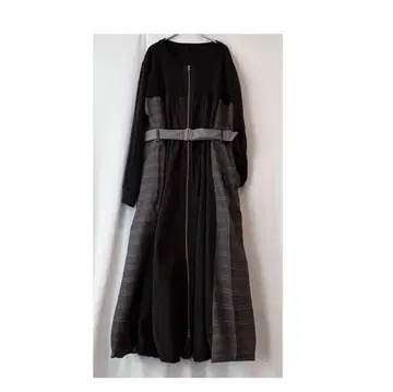 2 니트 x 체크/롱 원피스 프론트 지퍼 빅 사이즈