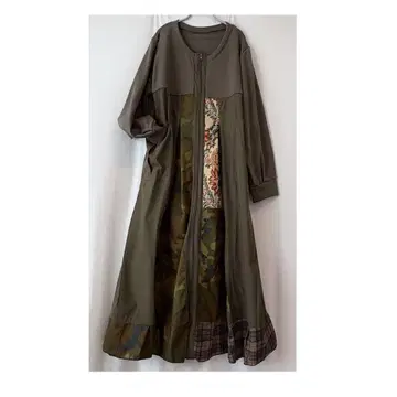 3 카키. 고블랑 꽃무늬 / 집업 롱 원피스