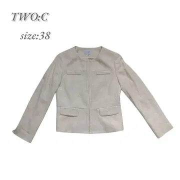 [새상품급] TWO:C 노카라 자켓 38 아이보리 라메 식전 고급