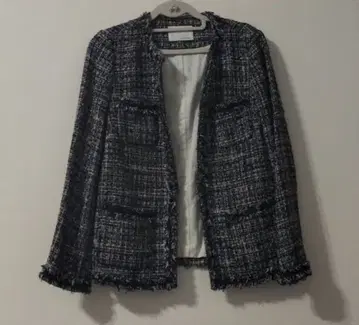 노카라 트위드 자켓 블랙 계열