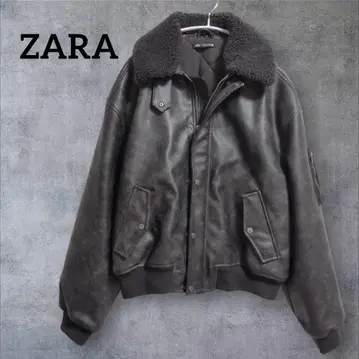 [ 새상품급 ] ZARA 완판템 보아 카라 부착 페이크 가죽 자켓 XL