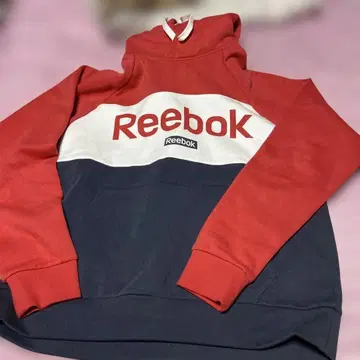 리복 컬러 블록 후드티 빨간색/네이비