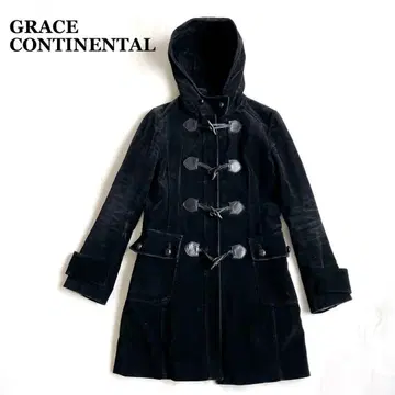 그레이스 콘티넨탈 벨로아 더플 코트 토글 사이즈 36 블랙