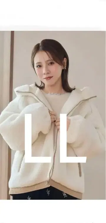 시마무라 yumi 후디 보아 블루종 화이트 LL