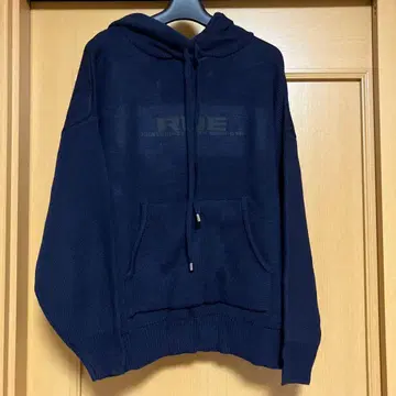 지나시스 9G 로고 니트 후디 네이비