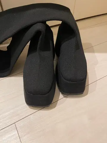 블랙 플랫폼 니하이 부츠