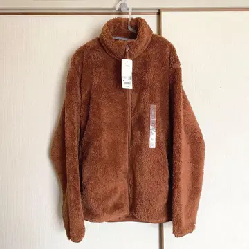 유니클로 남성용 M 퍼 플리스 풀 지퍼 자켓 오렌지