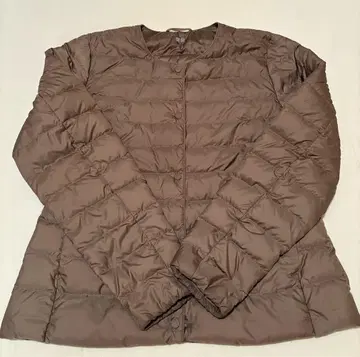 UNIQLO 울트라 라이트 다운 노카라 자켓 M 베이지 수납 봉투 포함