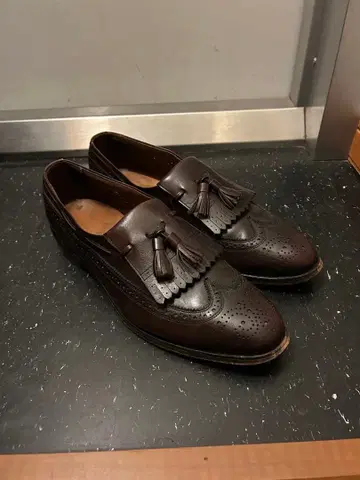 가죽 신발 다크 브라운 프린지 태슬 로퍼 10.5 C