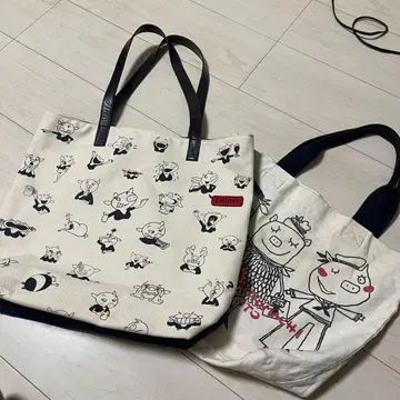 알베로베로 2점 세트 토트백 돼지 A4 자료 캔버스