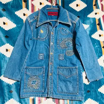 [무차차] 데님 자켓 버터플라이 버섯 자수