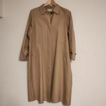 베이지 래글런 슬리브 롱 코트