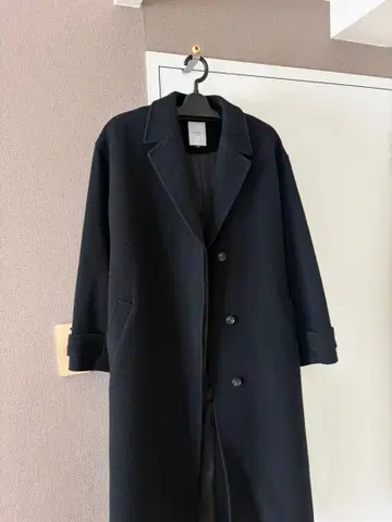 블랙 울 혼방 체스터 코트