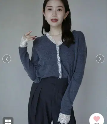 anuans 아이래쉬 레이스 트리밍 니트 가디건