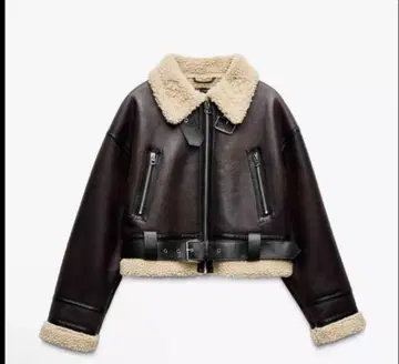 ZARA 브라운 가죽 숏 자켓 M