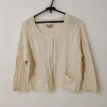 Crisp 모헤어 100% 아란 패턴 니트 가디건