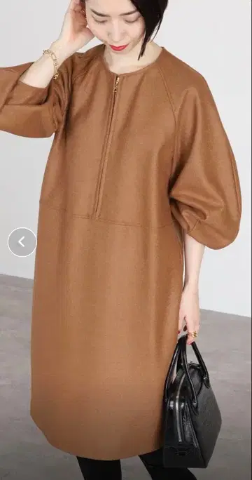 VERMEIL par iena 퍼프 슬리브 튜닉 원피스 카멜