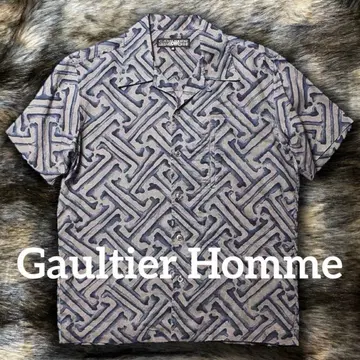 90s GAULTIER HOMME objet 오픈 카라 올 패턴 셔츠