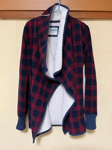 네이비 레드 체크 무늬 자켓