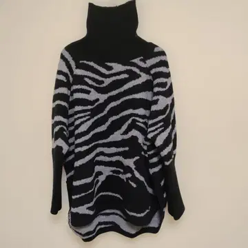 여성용 빅 사이즈 애니멀 무늬 터틀넥 긴팔 니트