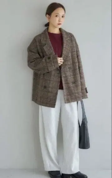 다나카 리나 시마무라 체크 테일러드 자켓