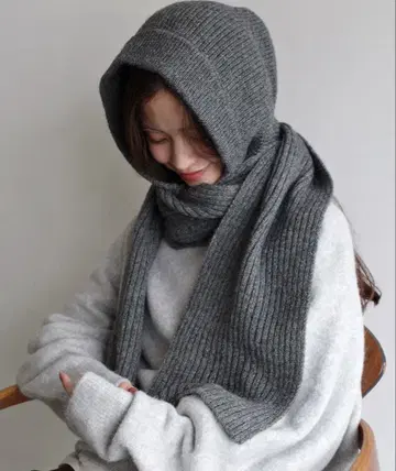 ANME 니트 장미 발라클라바 후드 머플러