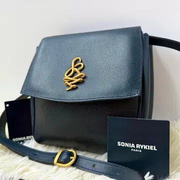 SONIA RYKIEL 소니아 리키엘 금 로고 사선 숄더백 블랙
