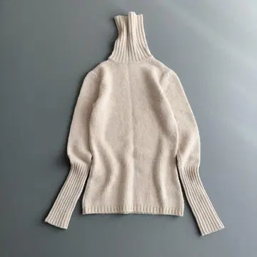 아니오나 캐시미어 100% 터틀 니트 리브 하이넥 L 허리 고급