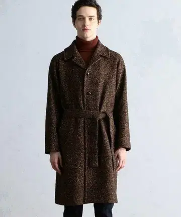 브라운 트위드 스텐카라 코트
