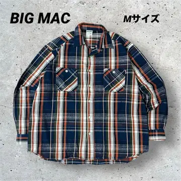 BIG MAC 빅 실루엣 체크 무늬 긴팔 셔츠 면 100% M