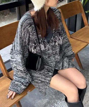 [ Kastane ] 프린지 MIX 니트 가디건
