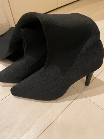 블랙 니하이 부츠 스트레치 소재