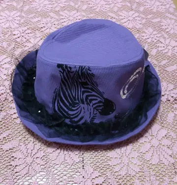 보라색 제브라 얼룩말 프린트 햇 퍼플 스팽글 프릴 포함