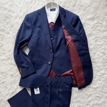 새상품급 3 피스 오더 수트 네이비 블루 일본제 S 사이즈 상당