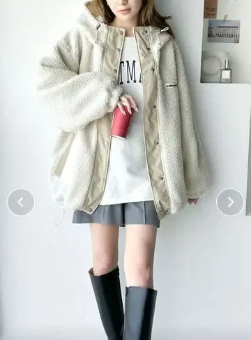 자바 Java 스탠드 후드 오버 사이즈 보아 아우터