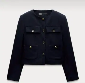 ZARA 크롭 블레이저 플랩 L 블랙