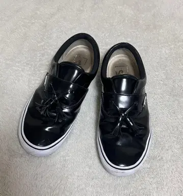VANS 반스 가죽 에나멜 태슬 슬립온 블랙 US8.5 26.5