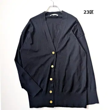 23년 SS 23구 텐셀 스트레치 V넥 가디건 워셔블 네이비