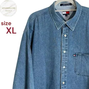TOMMY JEANS 데님 셔츠 XL 새상품급 다크 컬러 빅 실루엣