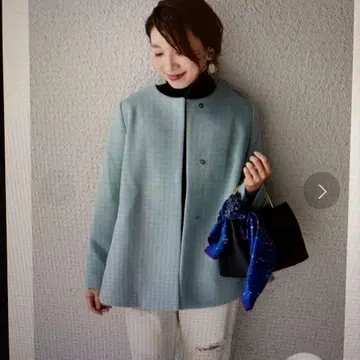 SHIPS 쉽스 민트 블루 노카라 코트