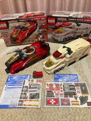 토미카 하이퍼 시리즈 레스큐와 앰뷸런스 2대 세트 부속 씰 미사용