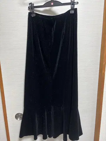 블랙 벨벳 플레어 롱 스커트 라메 있음