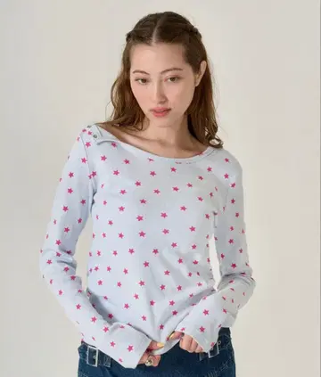 TINA:JOJUN 스타 프린트 롱t